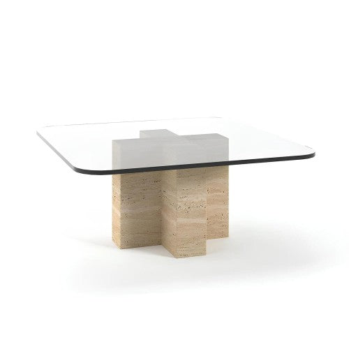 Table Basse Paribu — Travertin, Dimension & Finition en situation