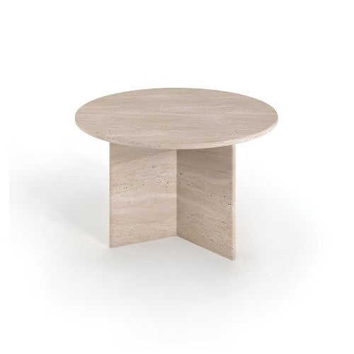 Table à Manger Ronde Ardo — Travertin en situation