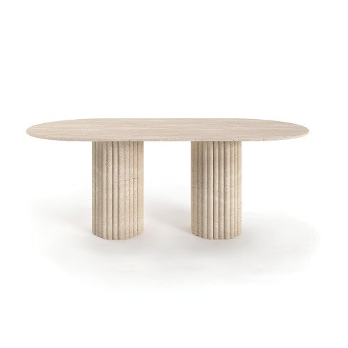 Table à Manger Asya — Travertin en situation