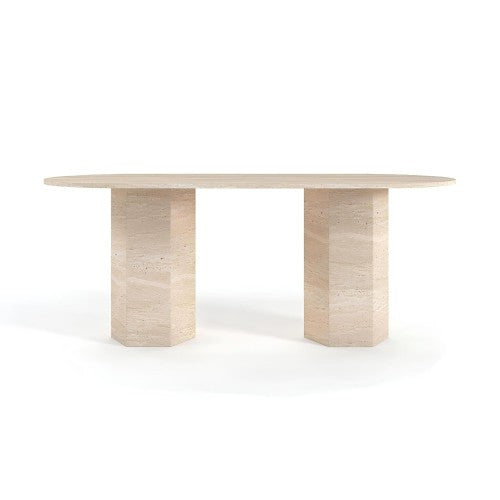 Table à Manger Entra — Travertin en situation