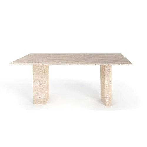 Table à Manger Fabia — Travertin en situation