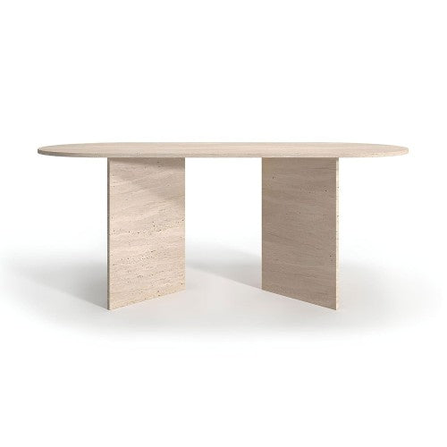 Table à Manger Kalio — Travertin en situation