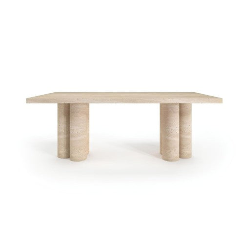 Table à Manger Merik — Travertin en situation