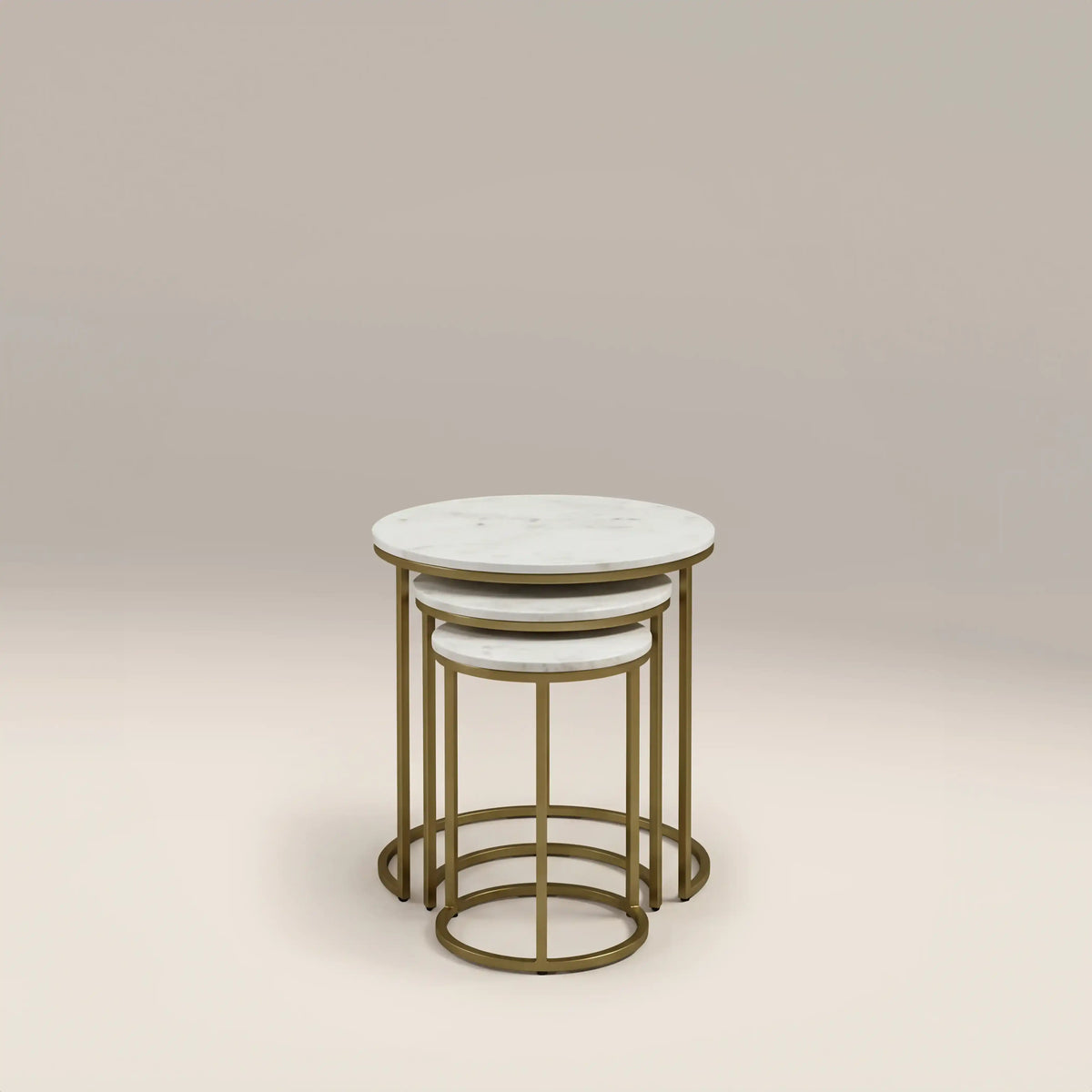 Table d'Appoint Yolande — Trio Marbre Blanc & Laiton